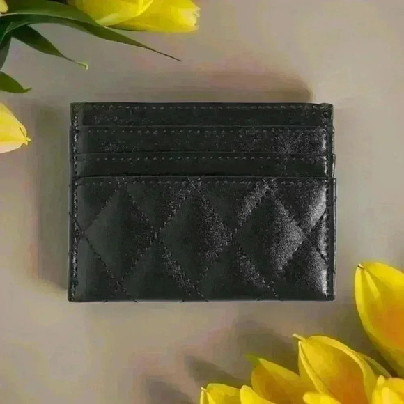 Quilted Black Card Wallet - Picture 1 of 5